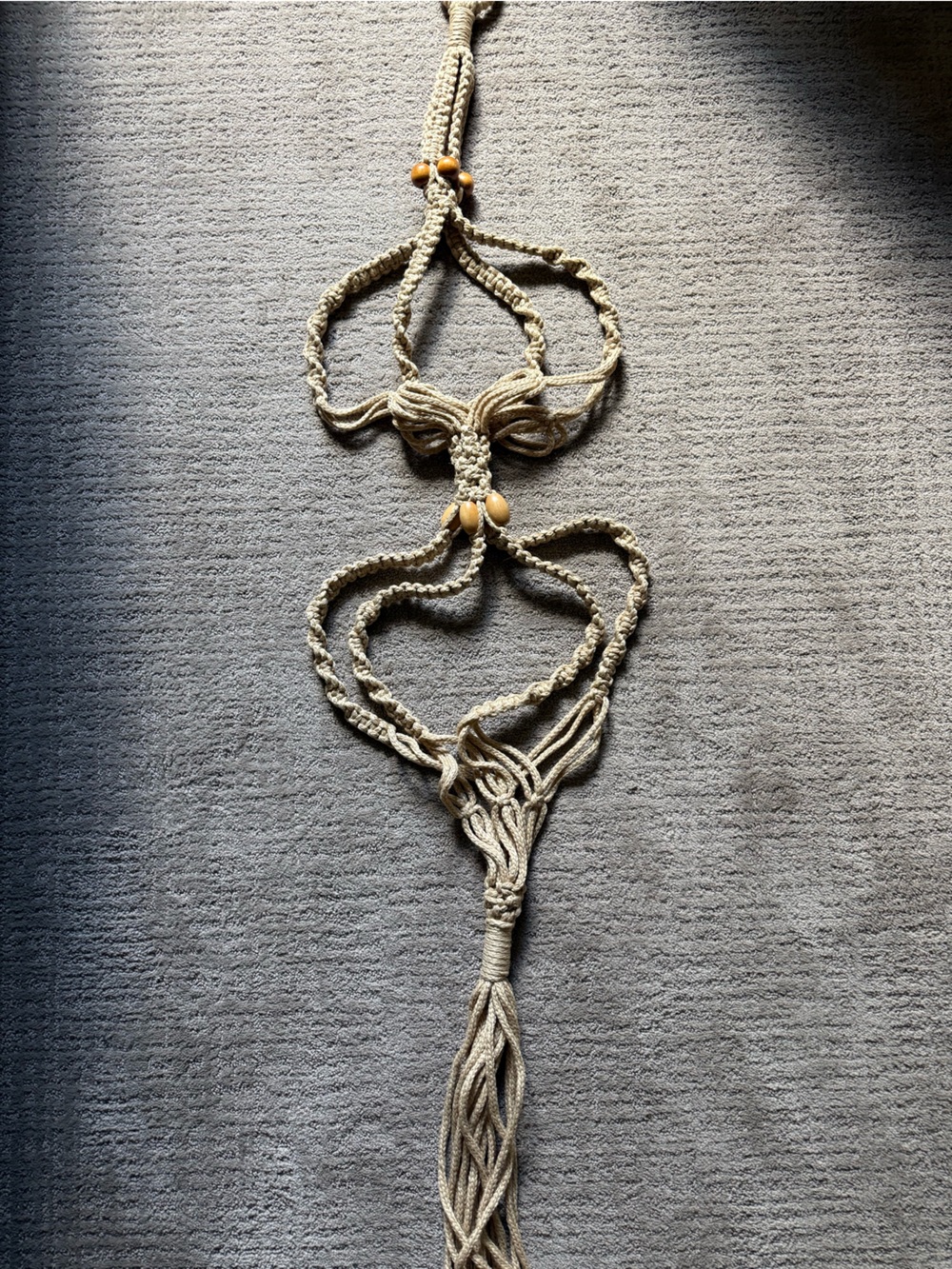Handmade macramé 6ft double plant hanger with beads